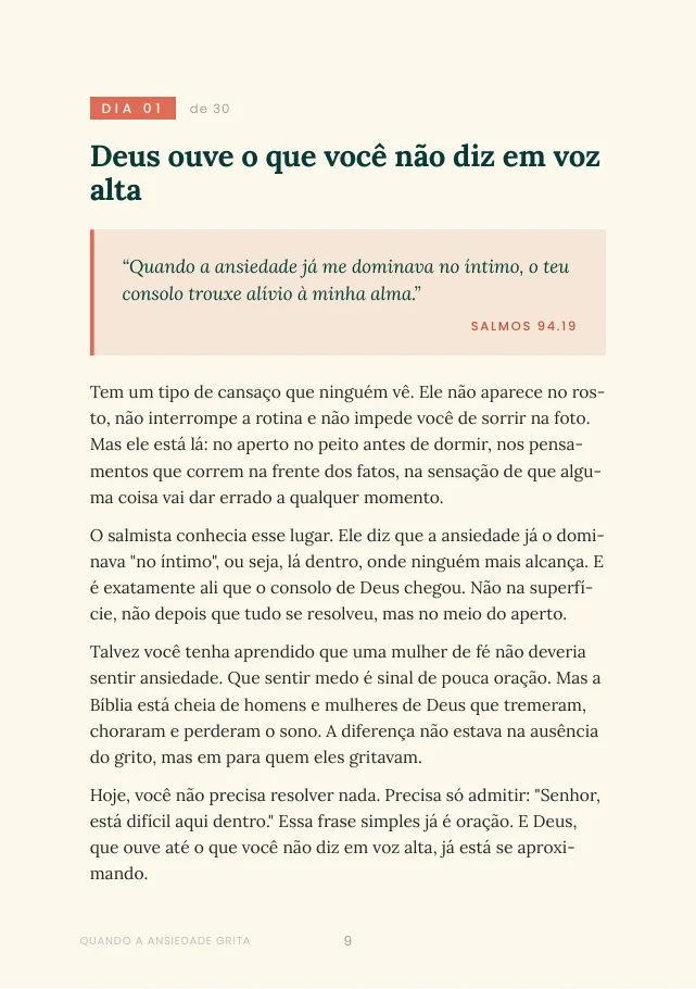 Página do Dia 1 com versículo e reflexão